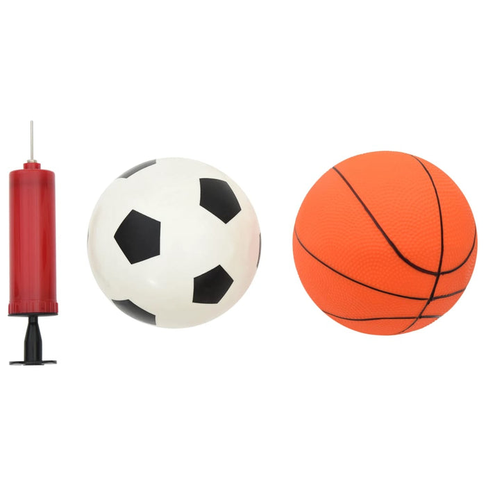 Sett med fotball og basketball med baller for barn 98x50x70 cm