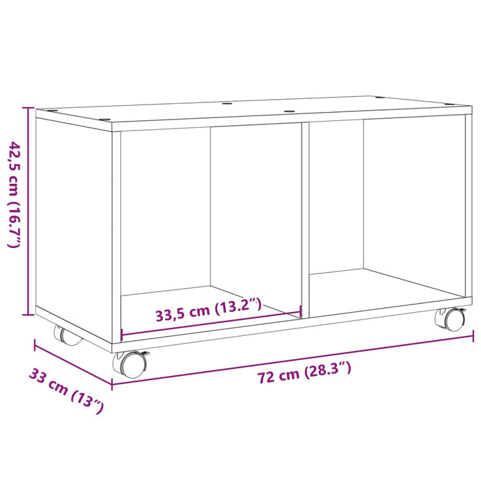 Rulleskap svart 72x33x42,5 cm sponplate