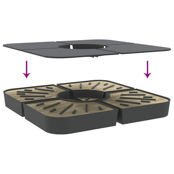 Parasollbasesett 4 stk for parasoller med kryssfot 100 kg PP