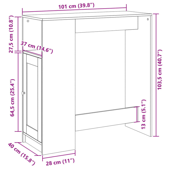 Barbord med stativer svart 101x40x103,5 cm konstruert tre