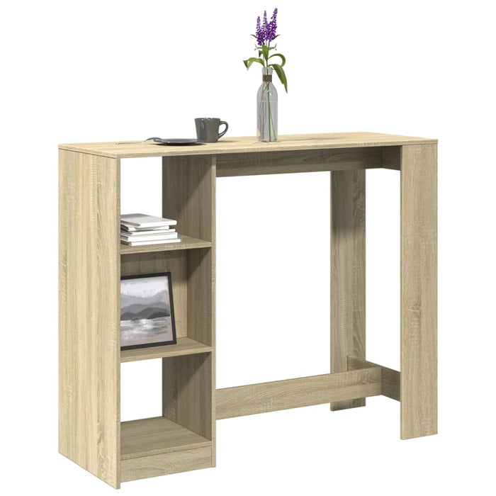 Barbord med hylle sonoma eik 124x46x103,5 cm konstruert tre