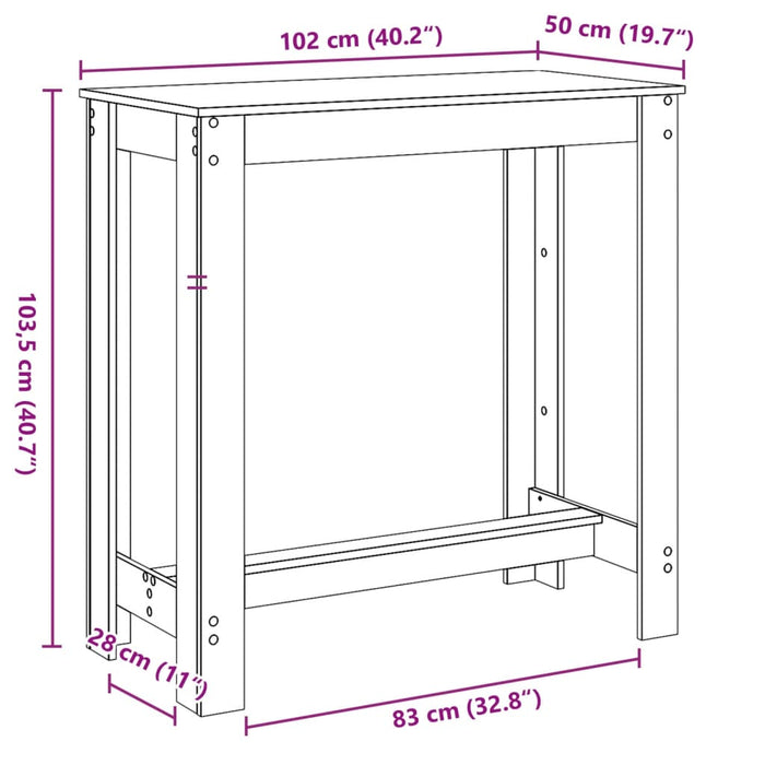 Barbord betonggrå 102x50x103,5 cm konstruert tre