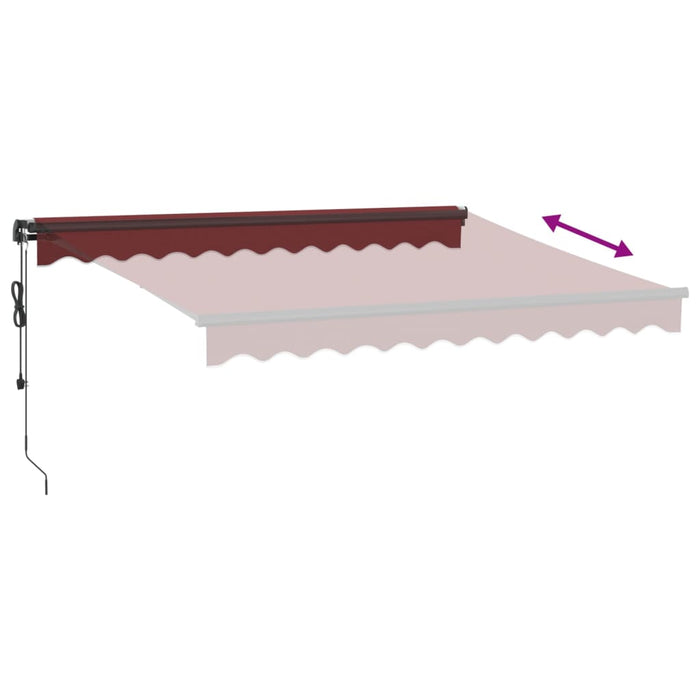 Automatisk uttrekkbar markise med LED burgunder 300x250 cm