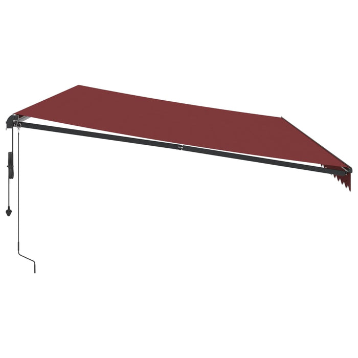 Automatisk uttrekkbar markise med LED burgunder 600x300 cm