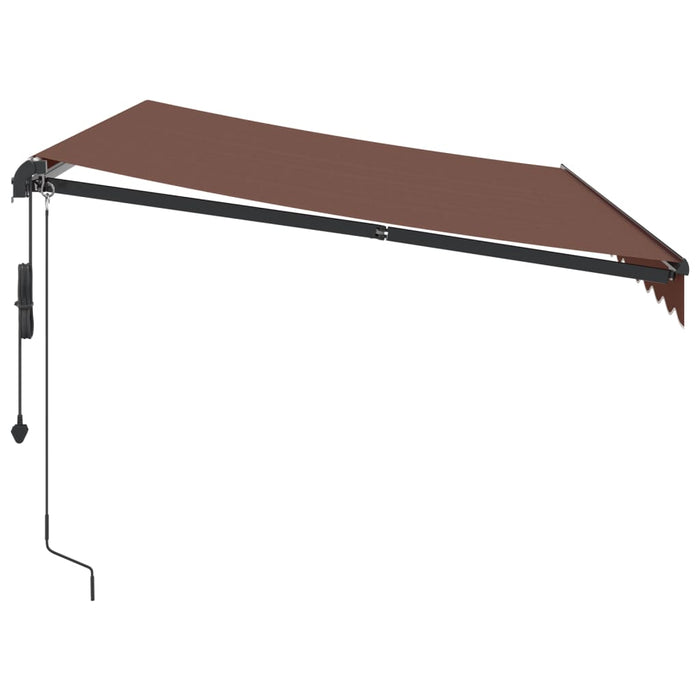 Automatisk uttrekkbar markise med LED brun 350x250 cm