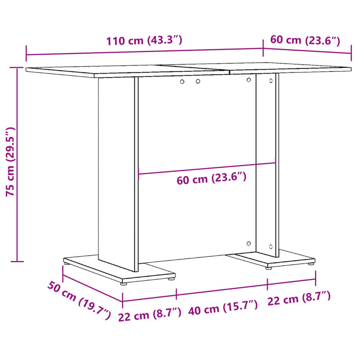 Spisebord gammelt tre 110x60x75 cm konstruert tre