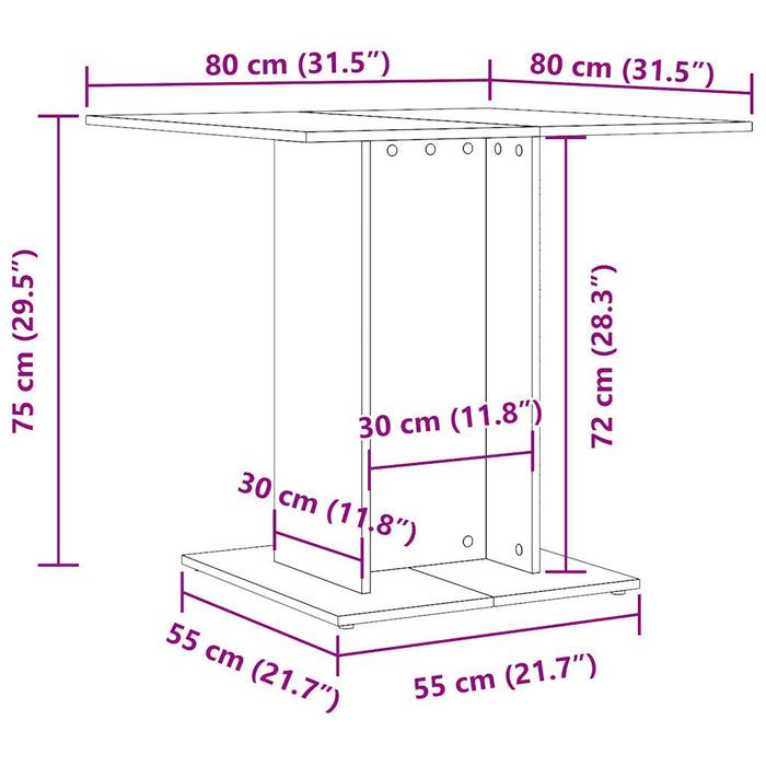 Spisebord gammelt tre 80x80x75 cm konstruert tre