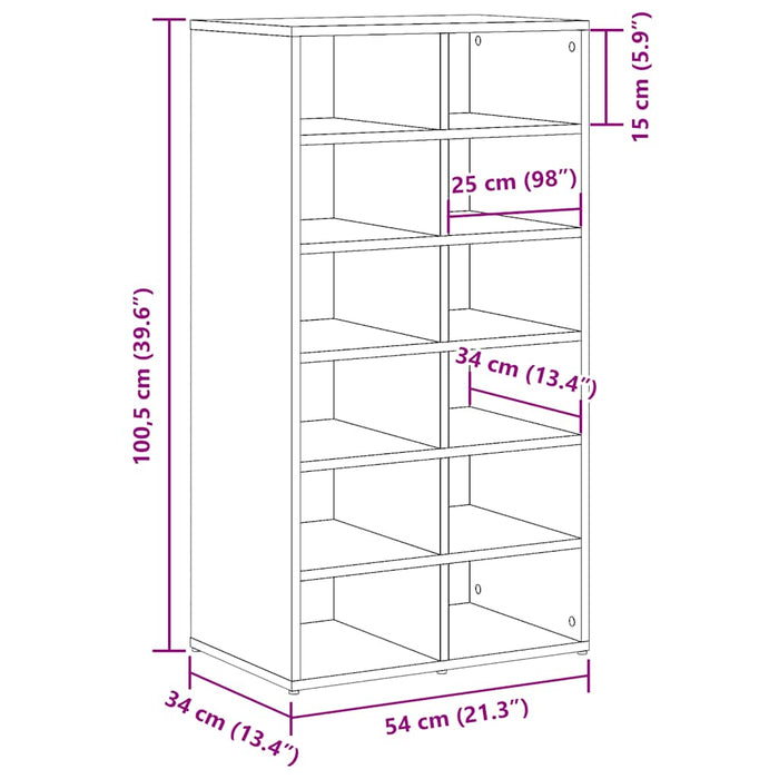 Skohylle gammelt tre 54x34x100,5 cm konstruert tre