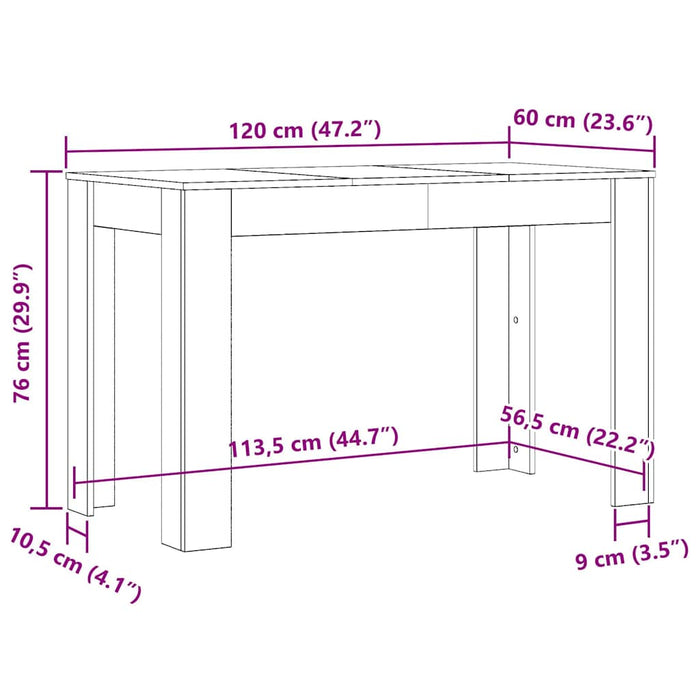 Spisebord gammelt tre 120x60x76 cm konstruert tre