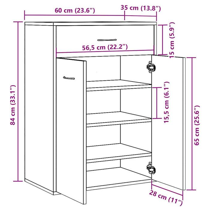 Skoskap gammelt tre 60x35x84 cm konstruert tre