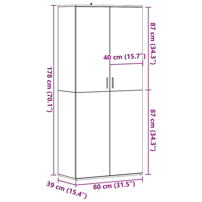 Skoskap gammelt tre 80x39x178 cm konstruert tre