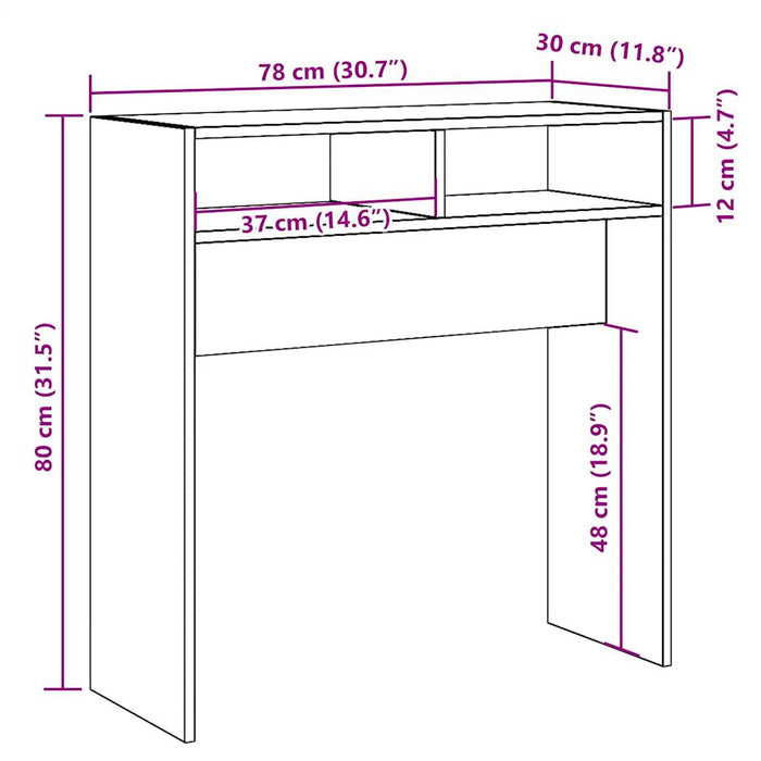 Konsollbord gammelt tre 78x30x80 cm konstruert tre