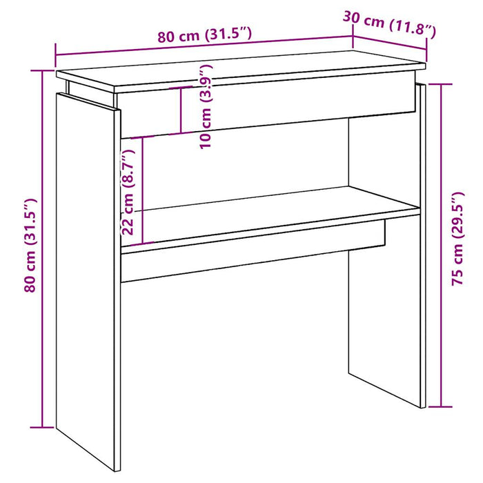 Konsollbord gammelt tre 80x30x80 cm konstruert tre