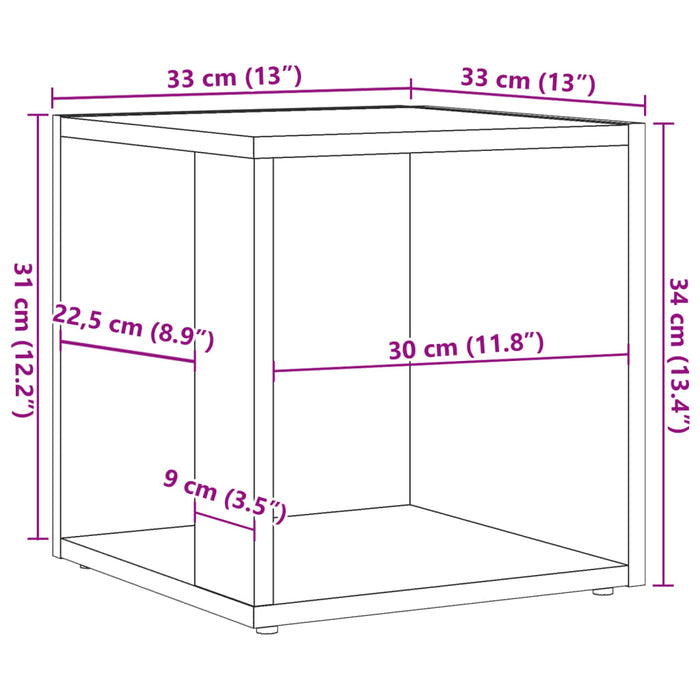 Sidebord artisan eik 33x33x34 cm konstruert tre