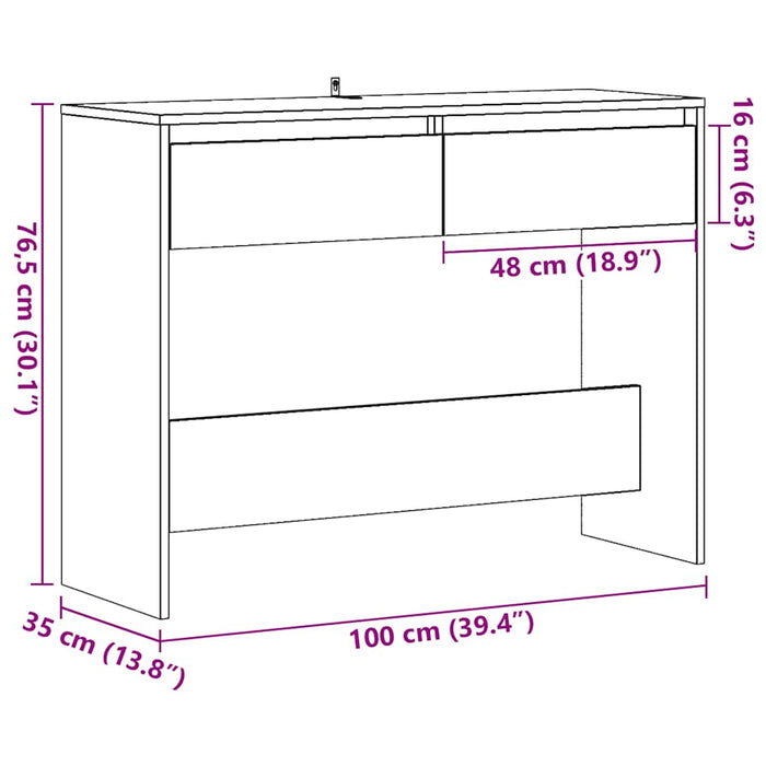 Konsollbord gammelt tre 100x35x76,5 cm konstruert tre