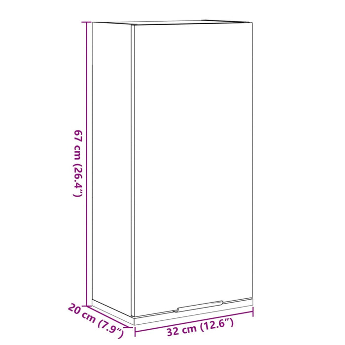 Vegghengt baderomsskap gammel tre 32x20x67 cm