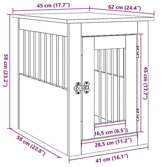 Hundeburmøbler gammelt tre 45x62x59 cm konstruert tre