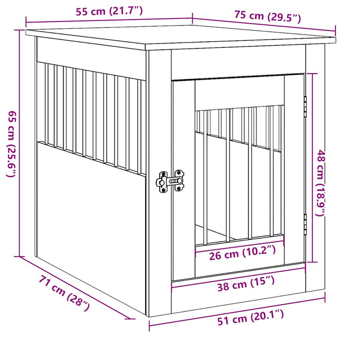 Hundeburmøbler betonggrå 55x75x65 cm konstruert tre