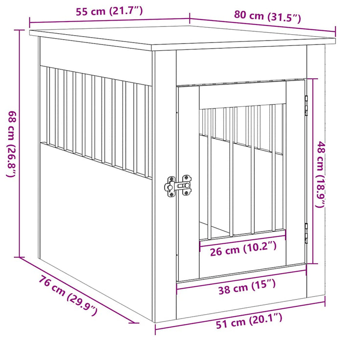 Hundeburmøbler betonggrå 55x80x68 cm konstruert tre