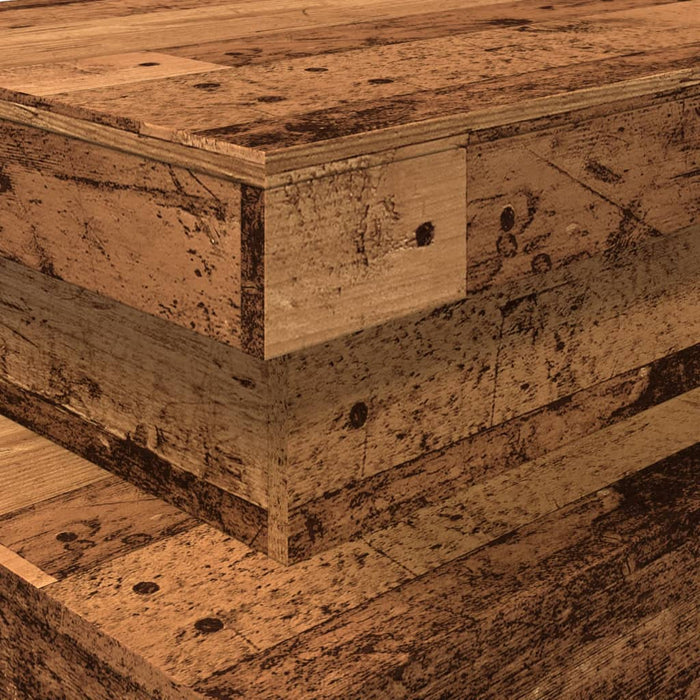 Salongbord med LED-lys gammelt tre 90x50x40 cm