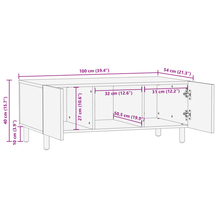 Salongbord svart 100x54x40 cm konstruert tre