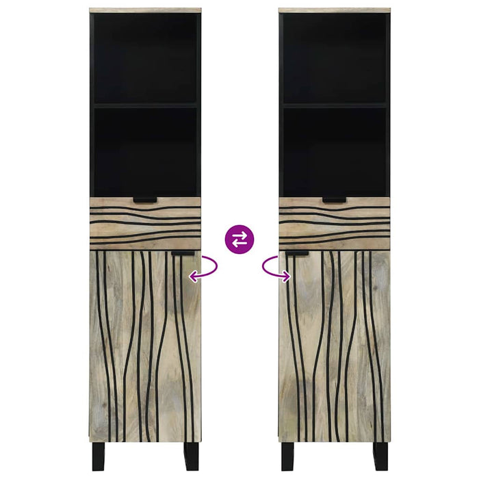 Baderomsskap med skuff med hylle med lagring med dør Brun, Svart 38 x 33.5 x 160 cm