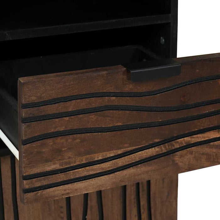 Baderomsmøbel-sett med skuff med hylle Stripete med lagring med dør Brun 38 x 33 x 160 cm