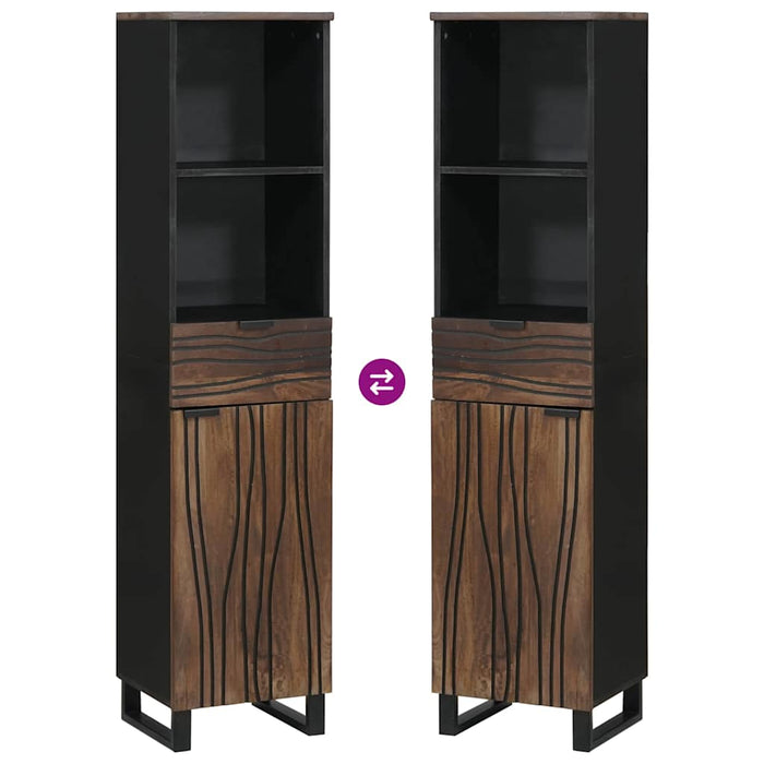 Baderomsmøbel-sett med skuff med hylle Stripete med lagring med dør Brun 38 x 33 x 160 cm