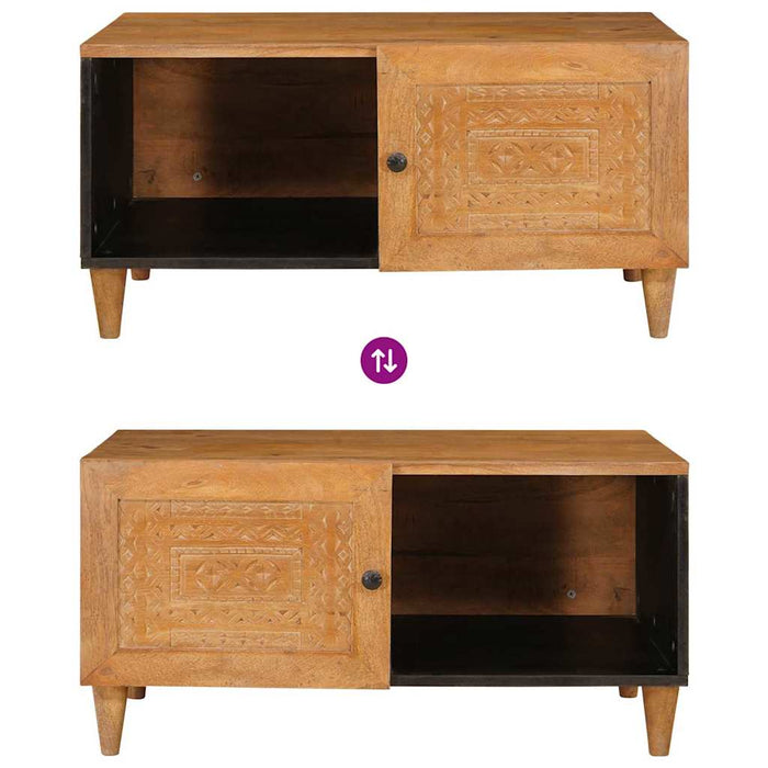 Kaffebord med hylle Lysebrun 80 x 50 x 40 cm heltre mango