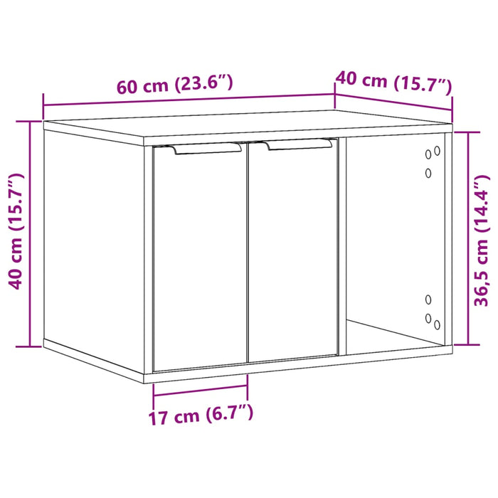 Skap til kattetoalett sonoma eik 60x40x40 cm konstruert tre