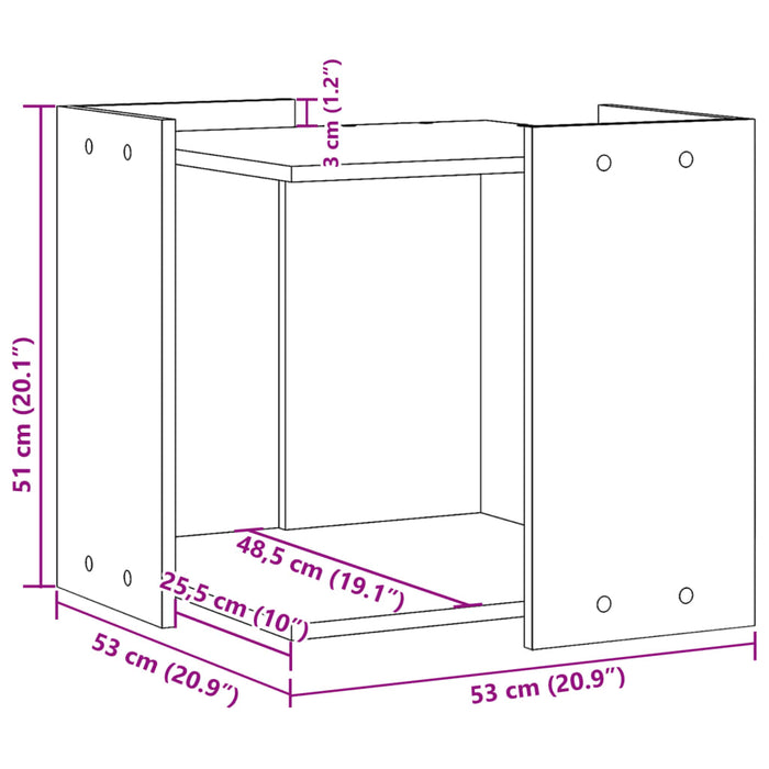 Skap til kattetoalett hvit 53x53x51 cm konstruert tre