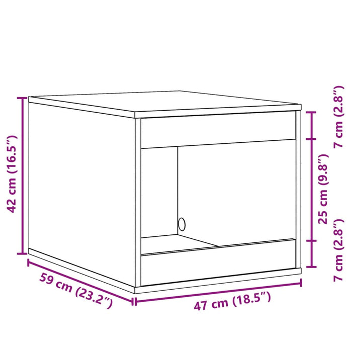 Skap til kattetoalett hvit 47x59x42 cm konstruert tre