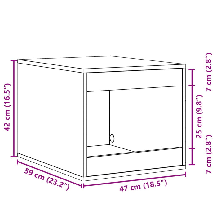 Skap til kattetoalett betonggrå 47x59x42 cm konstruert tre