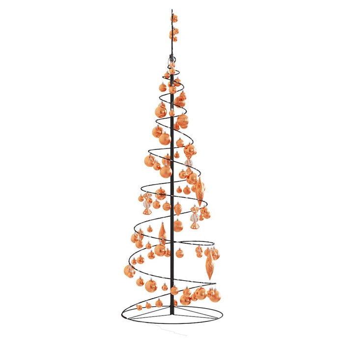 Juletre lyskjegle med kuler 100 lysdioder varm hvit 150 cm