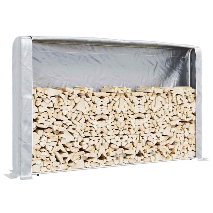 Vedstativ med regntrekk 250x25x150 cm galvanisert stål