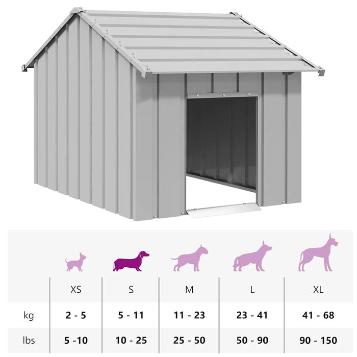 Hundehus med tak 83x130x85 cm galvanisert stål