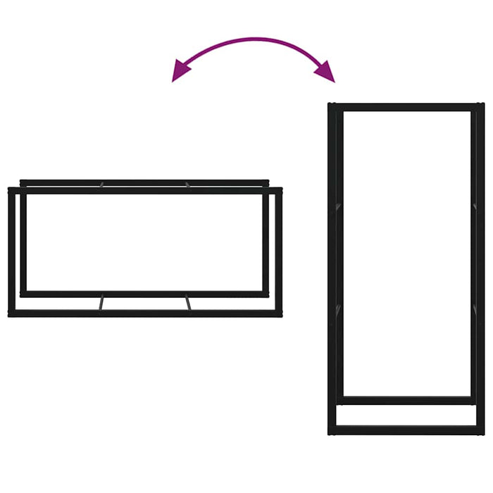 Vedstativ svart 55x30x116 cm stål