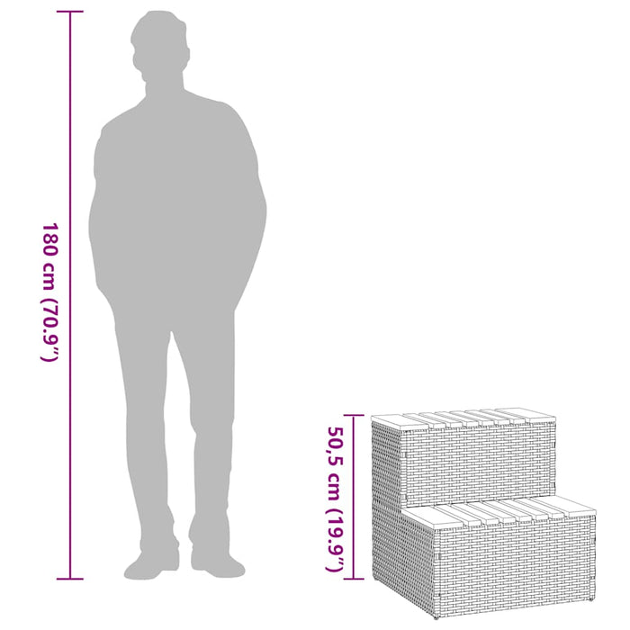 Badestamp trinn beige 50x50x50,5 cm polyrotting&heltre akasie