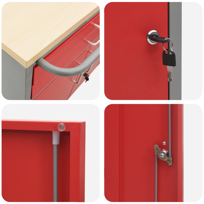 Arbeidsbenk 3-deler Svart og Grå Laget av Tre og Stål