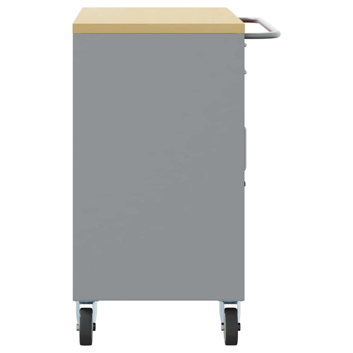 Arbeidsbenk 3-deler Svart og Grå Laget av Tre og Stål