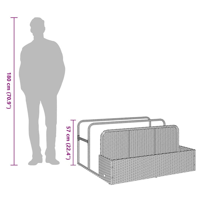 Svømmebassenget flyte lagring brun 110x100x57 cm polyrotting