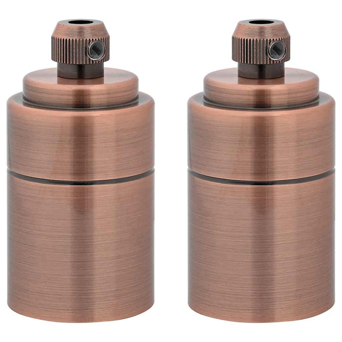 Lampeholdere 2 stk rød bronse E27