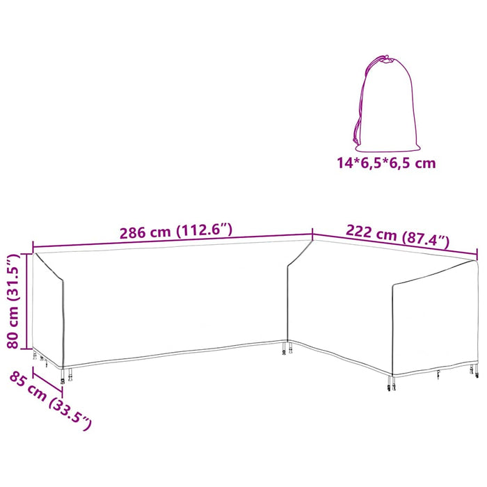 Utemøbelbeskyttelse Svart 286 x 222 x 80 cm 210D stoff