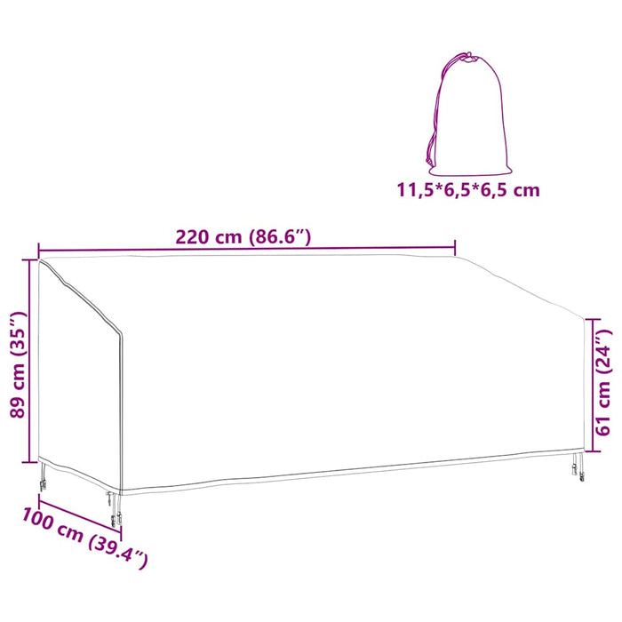 Utemøbelbeskyttelse Svart 220 x 100 x 89 cm 210D Oxford-stoff