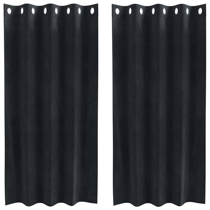 Gardiner med gardiner 2 pcs Svart 140 x 175 cm Fløyel