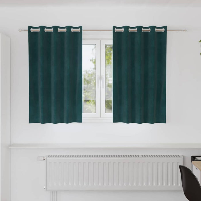 Gardiner med gardiner 2 pcs Mørkegrønn 140 x 140 cm Fløyel