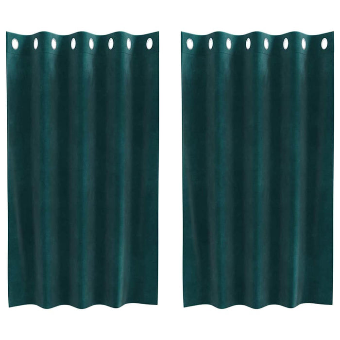 Gardiner med gardiner 2 pcs Mørkegrønn 140 x 140 cm Fløyel