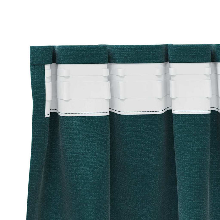 Gardiner med gardiner 2 pcs Mørkegrønn 140 x 175 cm Fløyel