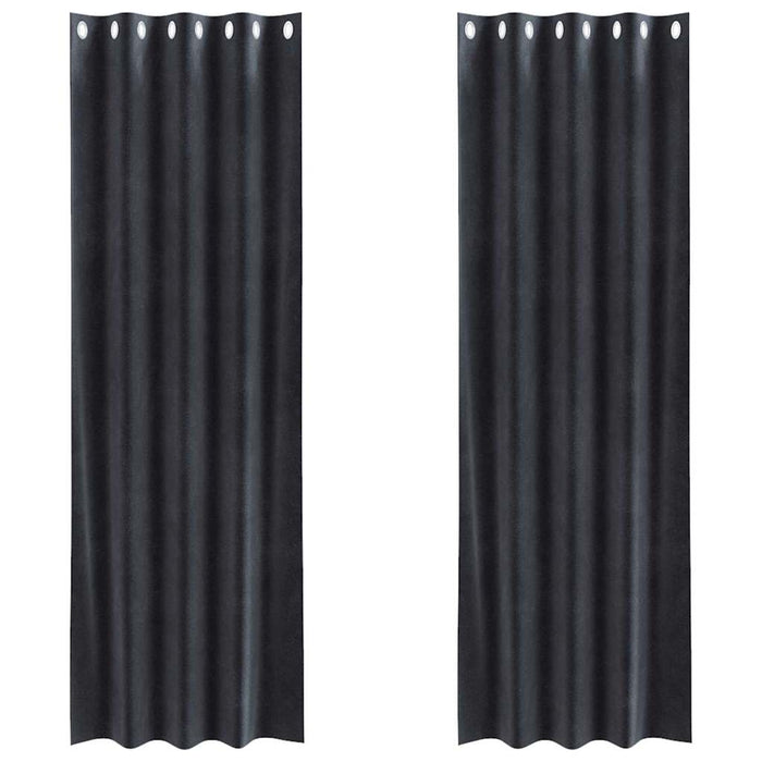 Mørkleggingsgardiner med øyer 2 stk Mørkegrå Fløyel