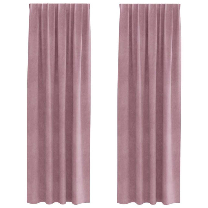 Blackout Gardiner med Top Tape 2 stk Mørk Rosa Fløyel